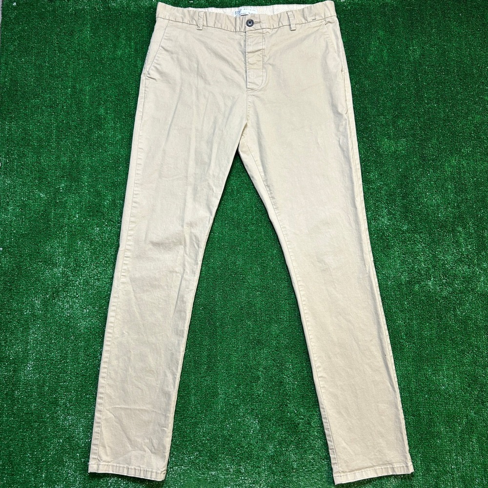Denim & Co. Chino Trousers Mens Slim Fit Pants 36x34 Tan Khaki